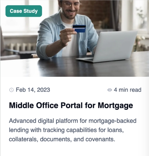 Middle Office Portal for Mortgage
